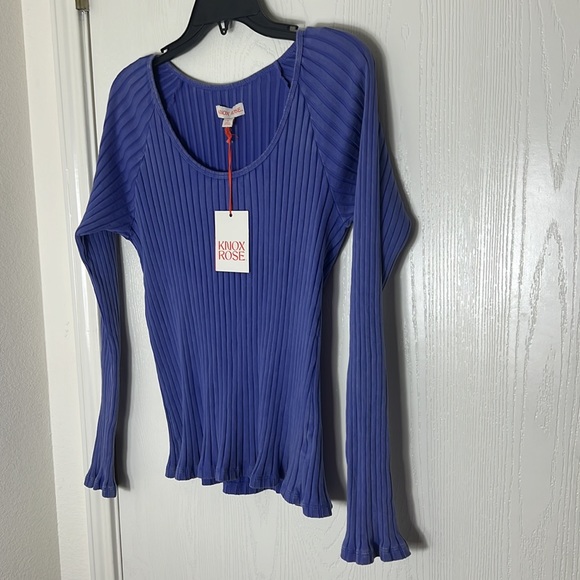 Women’s Slim Fit Long Sleeve Ribbed Tee Knox Rose Purple. Size M - Picture 4 of 8